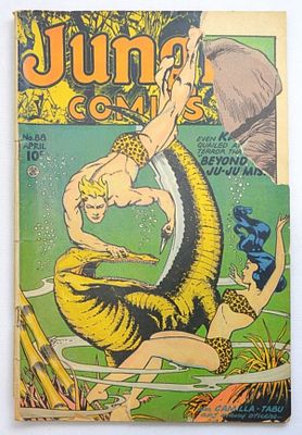 1947 JUNGLE COMICS No 88. MISSING PIECE OF COVER - BRITTLE