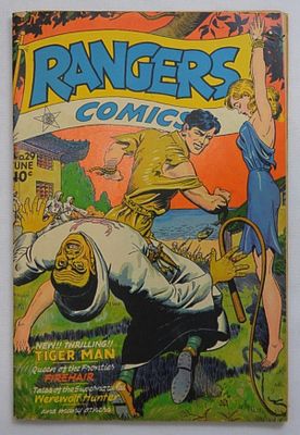 1946 RANGERS COMICS #29 PRE-CODE. BONDAGE COVER - NICE FINE with BLACK INK ISSUE TOP RIGHT CORNER