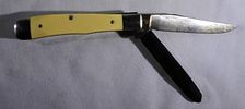 SCHRADE SCRIMSHAW POCKET KNIFE. 296SC "ELEPHANT SCENE" in BOX with PAPERS - LIKE NEWImage - 1