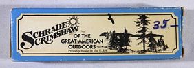 SCHRADE SCRIMSHAW POCKET KNIFE. 296SC "ELEPHANT SCENE" in BOX with PAPERS - LIKE NEWImage - 3