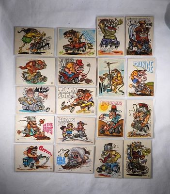 (23) ODD RODS CARDS / STICKERS 1970's. ALL DIFFERENT - SOME HAVE SEPERTED FROM THEIR BACKS DUE