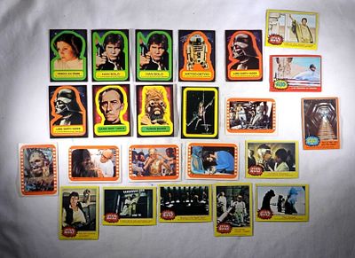 (14) STAR WARS STICKERS (9) CARDS. NICE MIX - OVERALL VGEX (1) GOOD