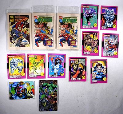 (11) SUPER-VILLAINS CARDS (3) MARVEL. MINI COMICS SEALED BOOKLETS