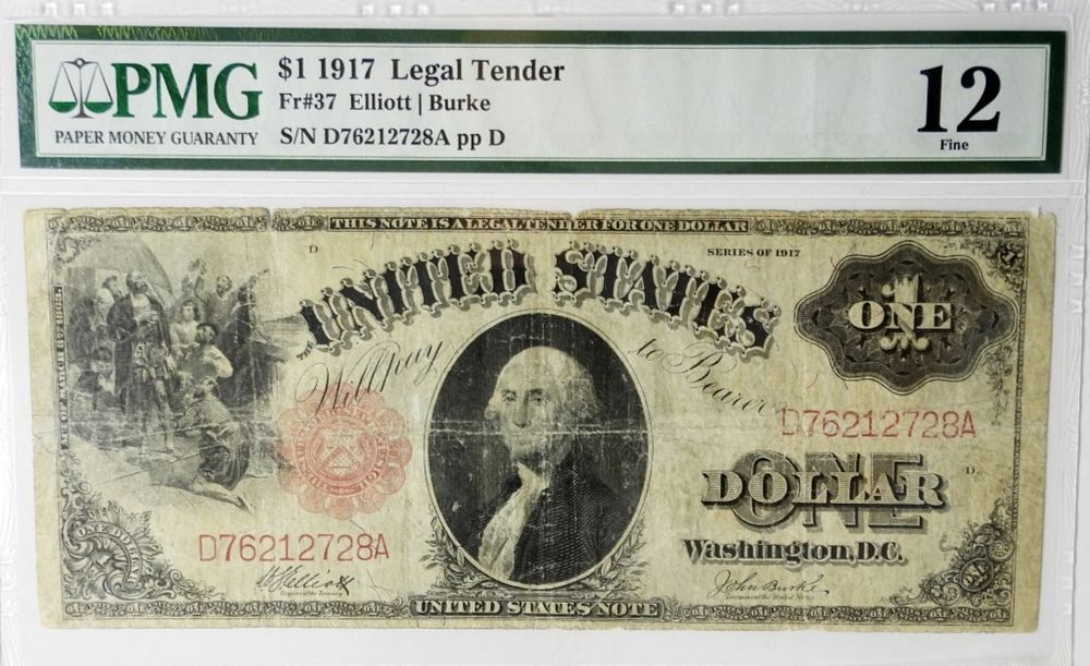 1917 $1 LEGAL TENDER PMG 12. FINE