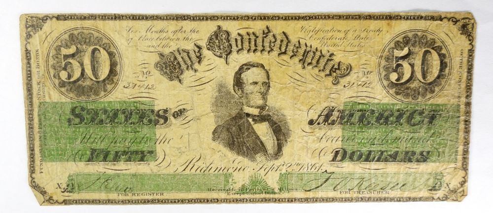 1861 $50 CONFED STATES OF AMERICA T-16. 1861 $50 CONFED STATES OF AMERICA T-16