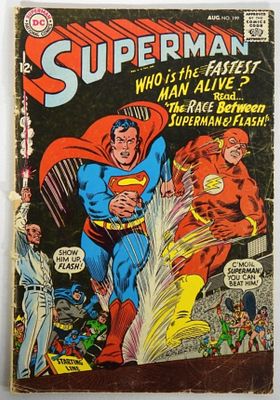 1967 SUPERMAN #199 DC COMICS - KEY. 1st SUPERMAN vs FLASH RACE - FAIR