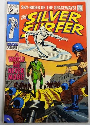1969 SILVER SURFER #10 MARVEL COMICS. A WORLD HE NEVER MADE - FINE+ / VF