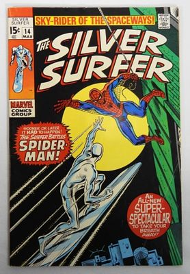 1970 SILVER SURFER #14 MARVEL COMICS. ICONIC COVER ART BY JOHN BUSCEMA - VG crease bottom right