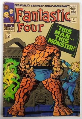 1966 FANTASTIC FOUR #51 MARVEL COMICS. CLASSIC STORY "THIS MAN…THIS MONSTER!" - VG