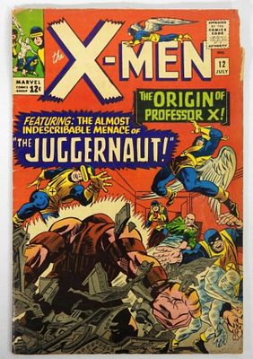 1965 X-MEN #12 MARVEL COMICS. 1st APP AND ORIGIN OF THE JUGGERNAUT, ORIGIN OF PROFFESOR X - VG/GOOD