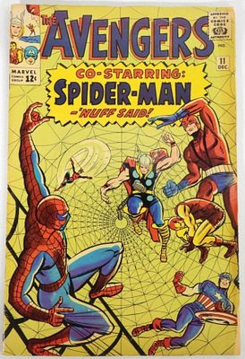 1964 AVENGERS #11 MARVEL COMICS. 1st SPIDEY CROSS OVER - VG
