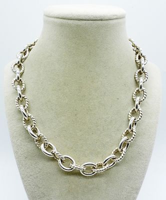 CAROLYN POLLACK STERLING NECKLACE. CAROLYN POLLACK, STERLING SILVER LINK CHAIN NECKLACE 18" 