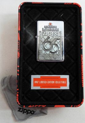 1997 SEALED 65TH ANNIVERSARY ZIPPO. 65TH ANNIVERSARY 1932-1997, IN ITS ORIGINAL TIN CASE, WITH