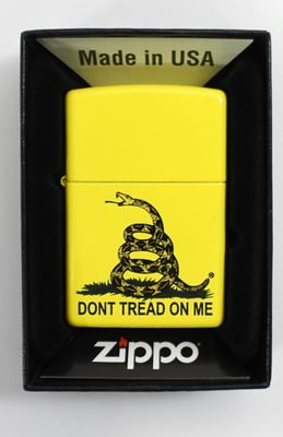 2021 SEALED DON'T TREAD ON ME ZIPPO. 2021 SEALED, IN A ZIPPO BOX, YELLOW WITH RATTLE SNAKE WITH