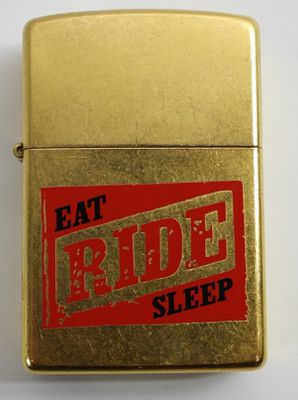2004 UNFIRED MARLBORO ZIPPO. IN A ZIPPO BOX, 2004, WITH EAT, RIDE, SLEEP ON THE FRONT