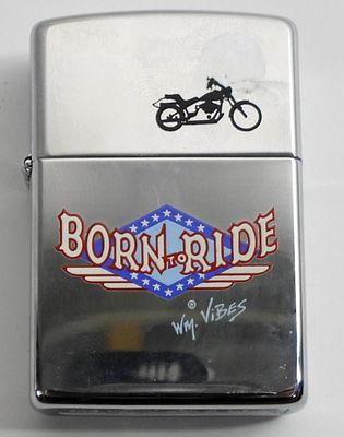 1992 UNFIRED BORN TO RIDE ZIPPO. IN A ZIPPO BOX, 1992, WM.VIBES