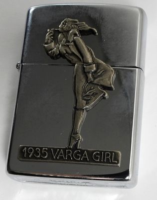 1993 SEALED VARGE GIRL ZIPPO. IN ITS ORIGINAL TIN CASE, SEALED, 1935 REPLICA FROM 1993