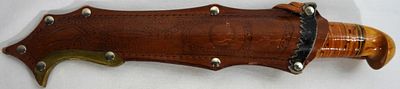 VINTAGE HUNTING KNIFE. VG MADE IN FINLAND WITH SHEATH