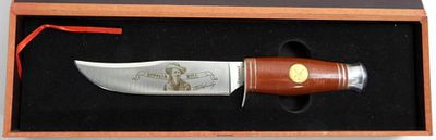 ETCHED KNIFE NOVELTY. VG BUFFALO BILL NEW IN BOX