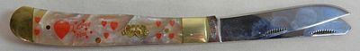 LOVE BIRDS 2 BLADE POCKET KNIFE. NEW IN BOX "I LOVE YOU" RAGING BULL BLADEWORKS