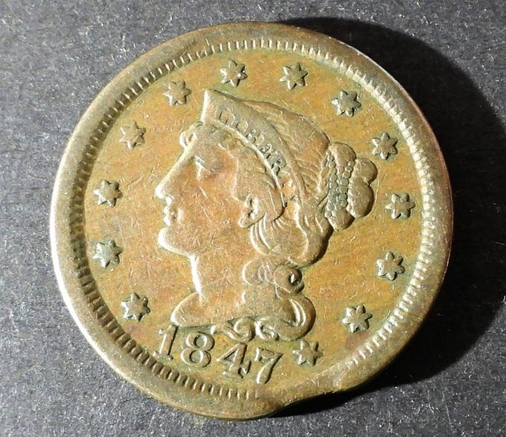 1847 Large Cent, Rim Clip Error. Your #1 Shop For All Things Collectible