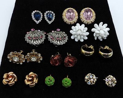 Lot Of 10 Clip-On Earrings. 10 beautiful clip-on earrings, different styles, some with faux gems 