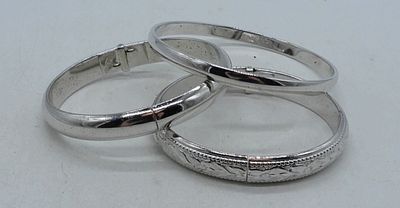 Whiting & Davis And Kate Spade Bracelets. 2 Whiting &amp; Davis 2" diameter, silver tone, cuff 