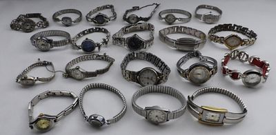 (20) Silver-Tone Ladies Watches. Watches are not verified, authenticated, or tested in running 
