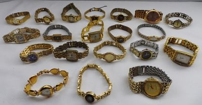 (20) Gold-Tone Ladies Watches. Watches are not verified, authenticated, or tested in running 