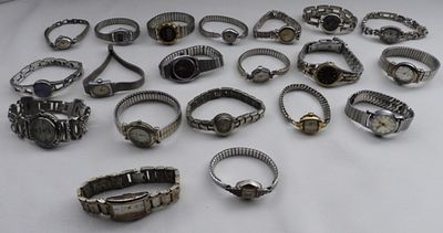 (20) Silver-Tone Ladies Watches. Watches are not verified, authenticated, or tested in running 