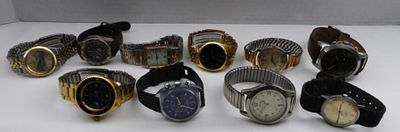 (10) Mixed Lot Of Men's Watches. Watches are not verified, authenticated, or tested in running 