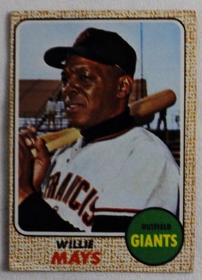 Willie Mays 1968 TOPPS Baseball Card. #50 TOPPS, crease bottom left corner, vg