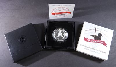 2022 Negro Leagues Baseball Proof Silver Dollar. Commemorative Silver Dollar, from United States 