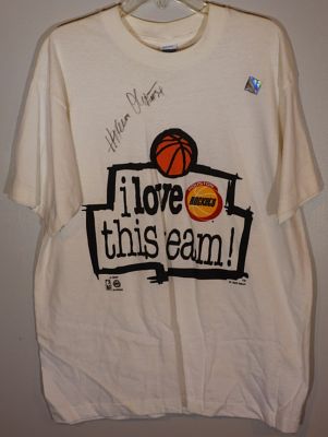 Autographed Houston Rockets T-Shirt. Official NBA sticker number is 155250644
