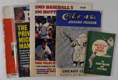 Five Mixed Lot Of Baseball Books. How to Play Better Baseball by Denny McLain and Pete Rose 