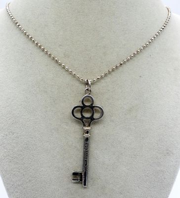 Tiffany & Co Skeleton Key Necklace. Tiffany & Co skeleton key 925 pendant, 2 3/4". On a 30" 