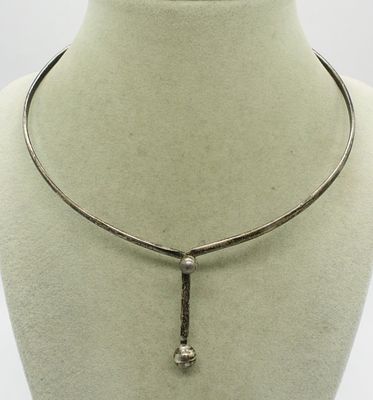 Front Hook Sterling Choker Necklace. Front hook sterling choker necklace. Some tarnishing 