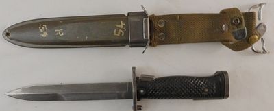 U.S M5 Bayonet With M8A1 Scabbard. blade length of 6 1/2" U.S. M5 Imperial, scabbard U.S. M8A1 