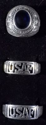 USAF Rings. USAF graduation ring, and 2 rings that USAF on the front, dwt 13.2