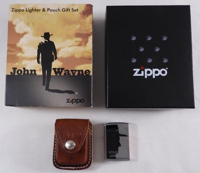Stolen From John Wayne Zippo Gift Set 2007. Zippo is sealed and comes with a Zippo pouch. Comes 
