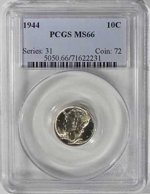 1944 Mercury Dime, PCGS MS-66. Top rated auction house
