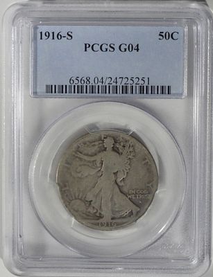 1916-S Walking Liberty Half, PCGS G-04. Bid with Vintage Auctions
