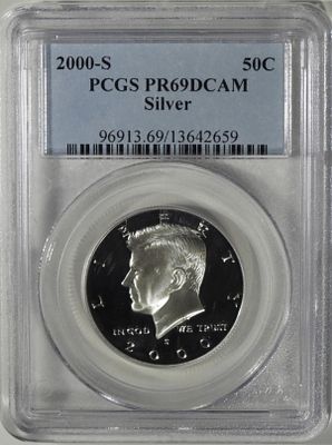 2000-S Silver Kennedy Half, PCGS PR-69 DCAM. Bid live now!