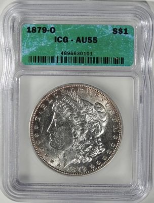 1879-O Morgan Dollar, ICG AU-55. Top rated auction house