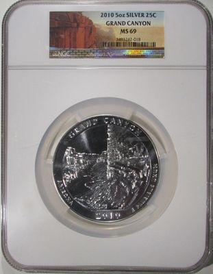 2010 5oz Silver Grand Canyon Coin, NGC MS-69. Your #1 stop for all things collectible