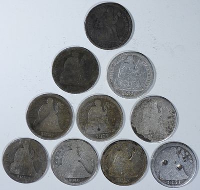 (10) Cull Seated Dimes. Bid with Vintage Auctions