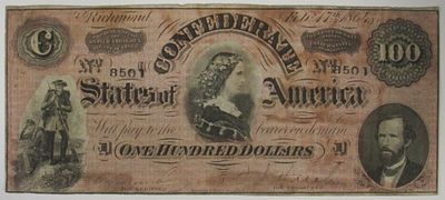1862 $100 Confederate Note. Richmond, VA February 17, 1864