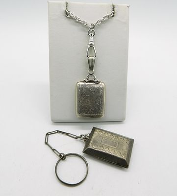 Unique 925 Locket Necklace & Keychain. Two unique vintage sterling lockets. Necklace is 32". 