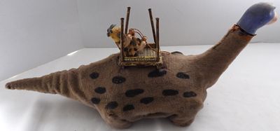 Flintstones Dino The Dinosaur & Fred. 1960s motorized Marx, untested, see photos for condition 