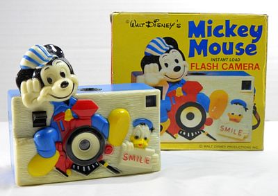 Rare Mickey Mouse Flash Film Camera. The year of the toy is unknown. Still in the original box.